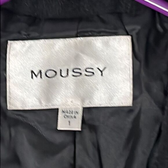Moussy Vintage Black Trench Overcoat Size Small with Nautical Gold Buttons - Picture 7 of 13